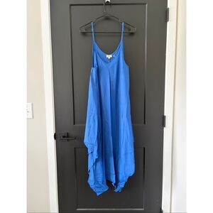 NWT Elan Blue Oversized Maxi Cover Up Dress Spaghetti Strap Boho Beach Size S